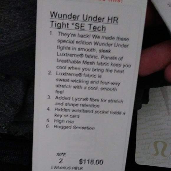 NWT LULULEMON WUNDER UNDER HIGH RISE TIGHT SE TECH - Picture 5 of 5